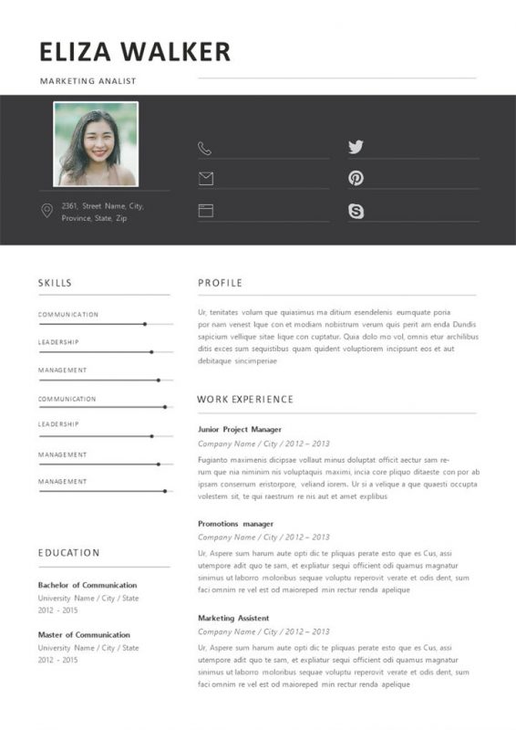 白色企业营销分析师求职通用简历Word模板-办公资源网