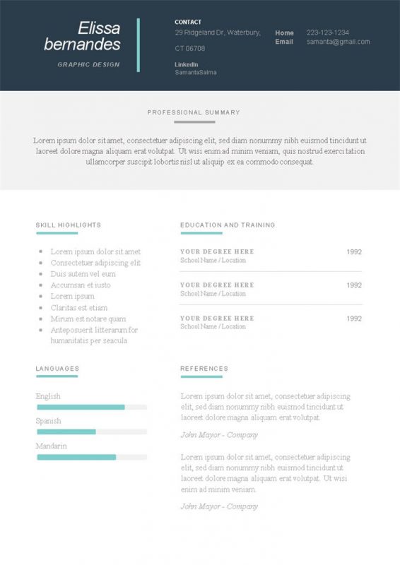 平面造型设计师通用的纯英文简历个人求职简历Word模板-办公资源网