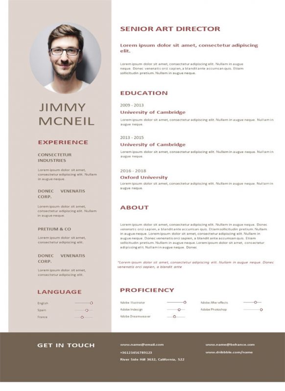 高级艺术总监通用的英文简历个人简历求职简历Word模板-办公资源网