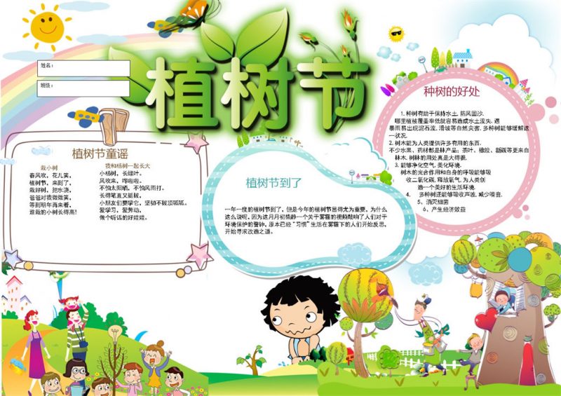 植树节宣传手抄报Word模板-办公资源网