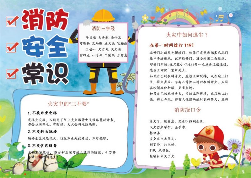 消防安全教育常识手抄报Word模板-办公资源网