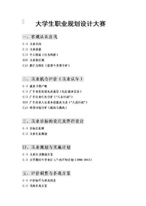大学生职业规划设计大赛通用职业规划设计书范本Word模板-办公资源网