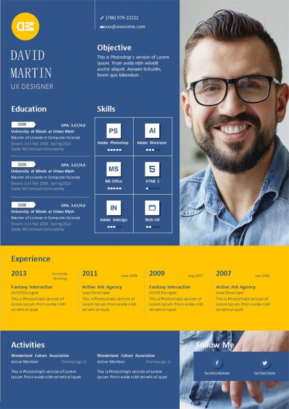 交互设计师用户体验设计师通用求职简历个人简历Word模板-办公资源网