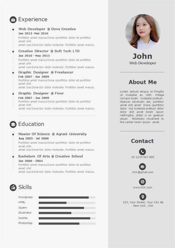 灰色外企网页开发工程师个人简历Word模板-办公资源网