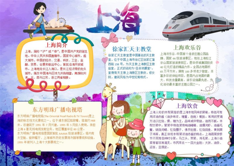 上海特色介绍手抄报Word模板-办公资源网