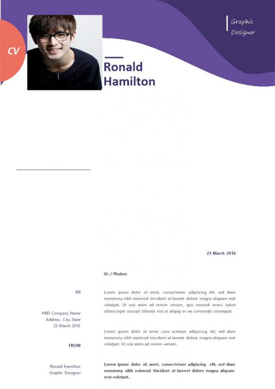 紫色简约风美术设计员求职简历Word模板-办公资源网