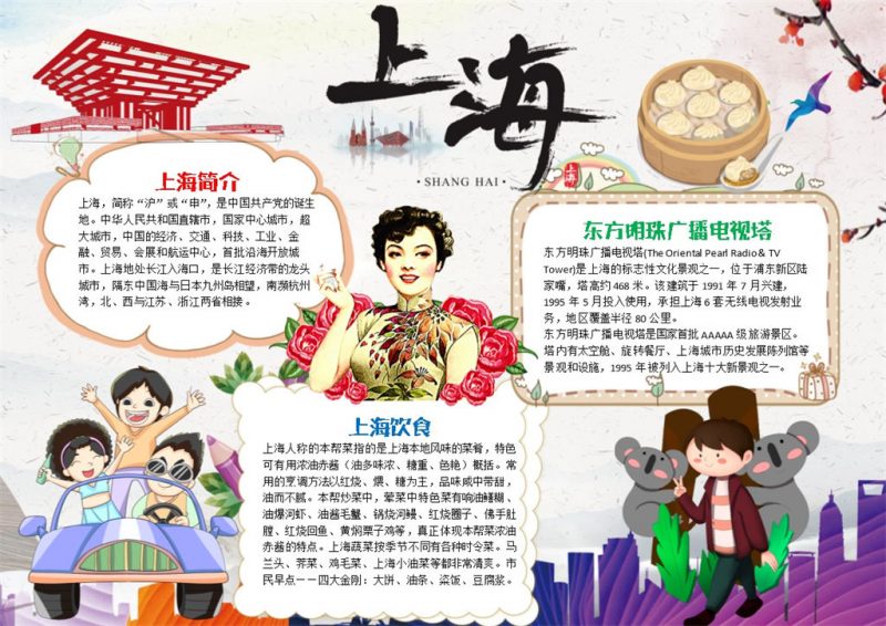 上海简介上海饮食手抄报Word模板-办公资源网