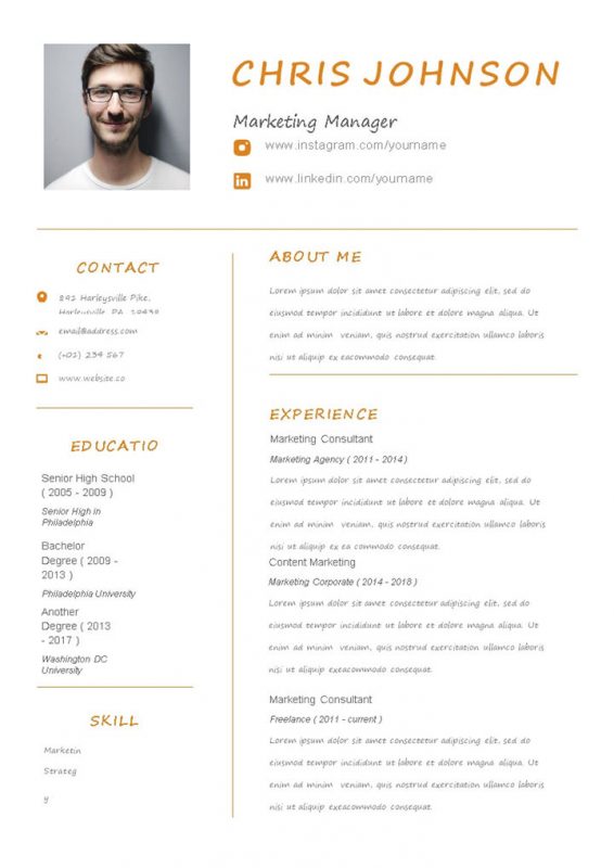 市场营销经理通用英文简历个人简历求职简历Word模板-办公资源网