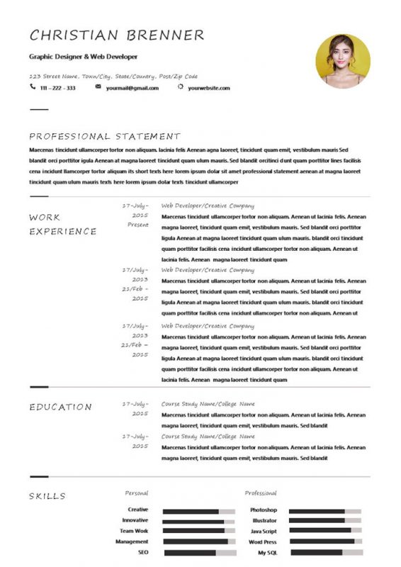 平面设计师网页设计师通用求职简历Word模板 (2)-办公资源网