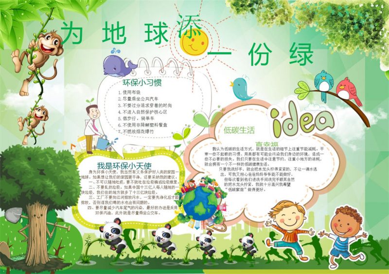 为地球添一份绿植树造林手抄报Word模板-办公资源网