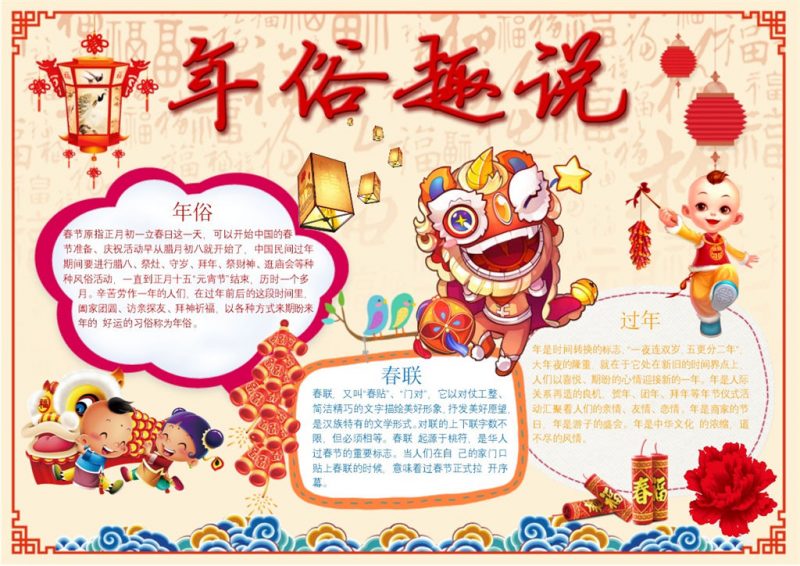 卡通狗年俗小报手抄报Word模板-办公资源网