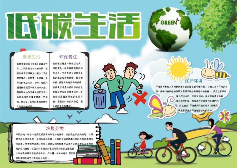 低碳生活保护环境Word手抄报模板-办公资源网