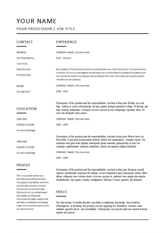 极简风外企岗位求职通用英文简历个人简历自荐信Word模板-办公资源网