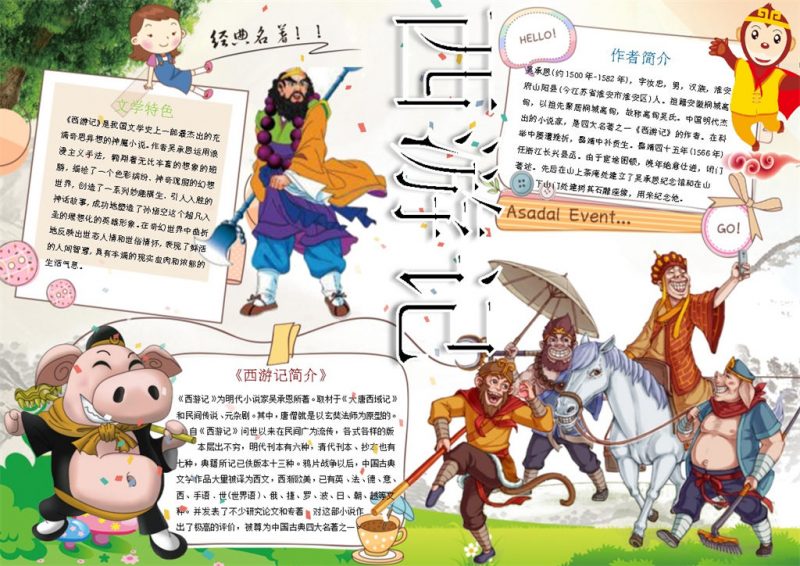 经典名著西游记手抄报Word模板-办公资源网