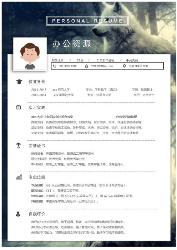 欧美商务简约风求职简历Word模板-办公资源网