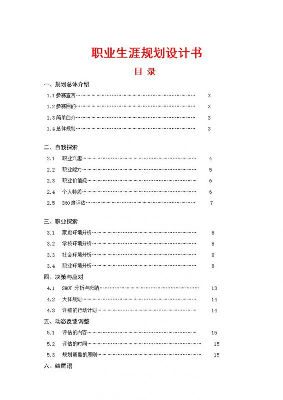 艺术设计专业大学生通用职业生涯规划设计书Word模板-办公资源网