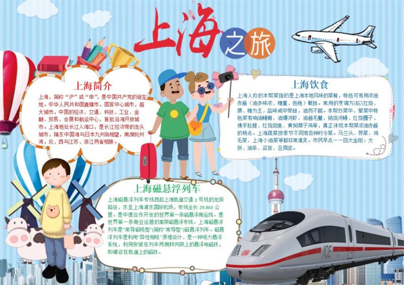 上海之旅上海变化手抄报Word模板-办公资源网