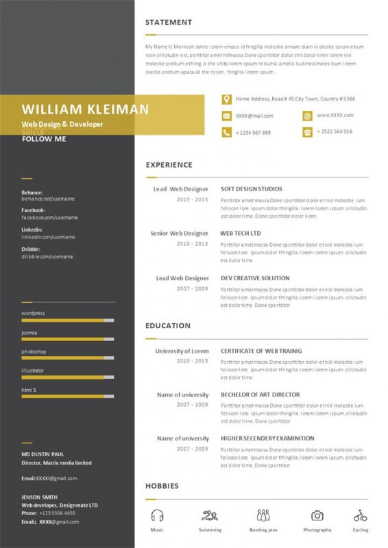 网页设计与开发者通用个人简历求职简历Word模板-办公资源网