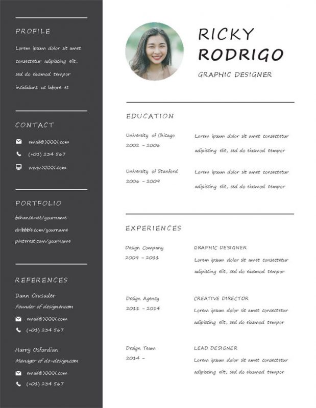 美术设计员岗位求职通用英文简历Word模板-办公资源网