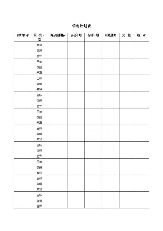 销售计划表销售预计word模板-办公资源网