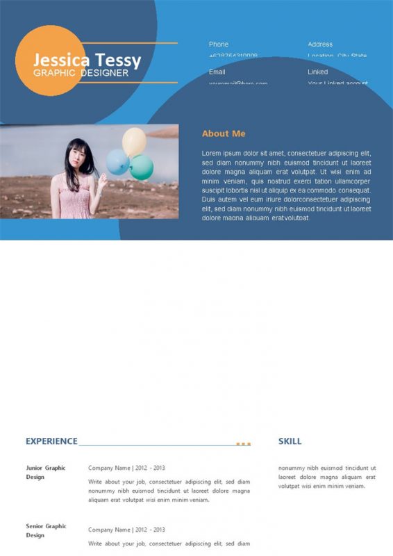 蓝色欧美大气图形设计师求职简历Word模板-办公资源网