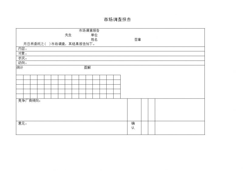 市场单位经营状况统计调查报告word模板-办公资源网