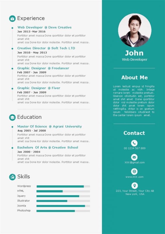 外企网页开发工程师求职通用英文简历Word模板-办公资源网