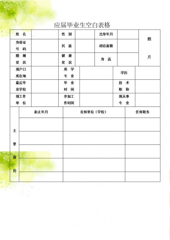 清新简洁应届生求职应聘简历word模板-办公资源网