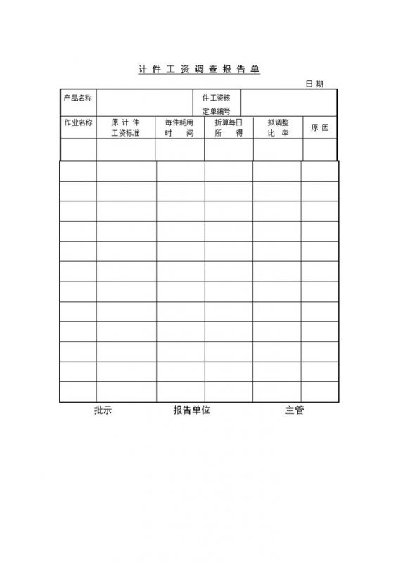 员工计件工资表格计件工资调查报告单Word模板 (2)-办公资源网