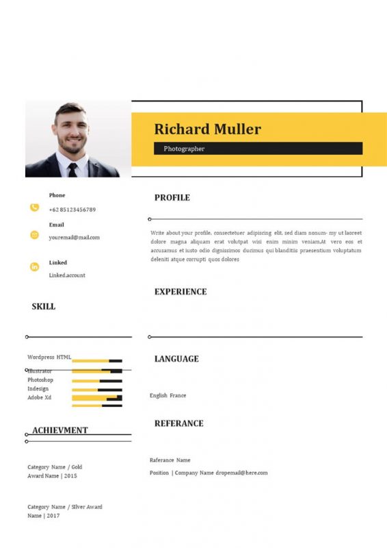 简约大气摄影师通用英文简历个人简历求职简历Word模板-办公资源网