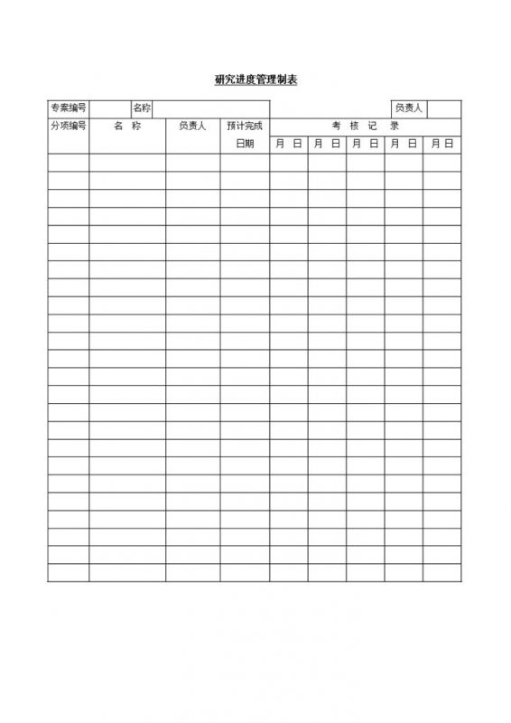 研究进度管理制表word模板-办公资源网