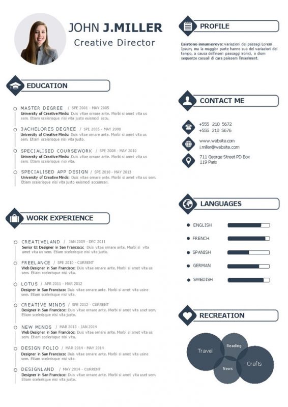 欧美风创意总监通用的个人简历求职简历Word模板-办公资源网