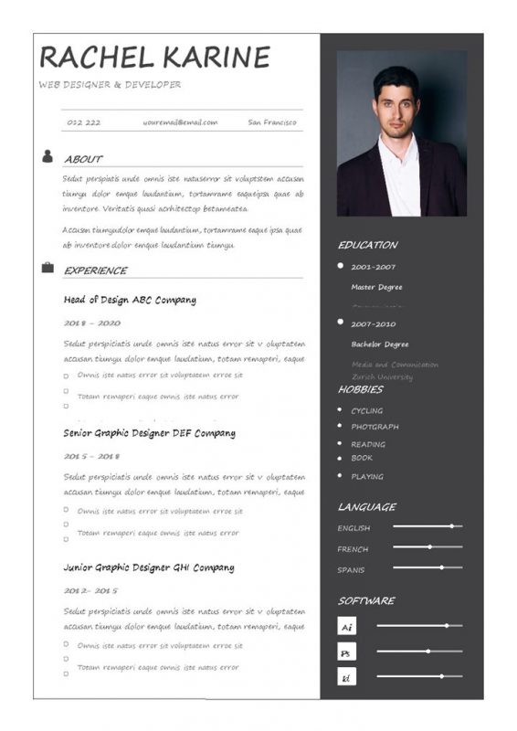 简约大气网页设计师软件工程师通用个人简历求职简历Word模板-办公资源网