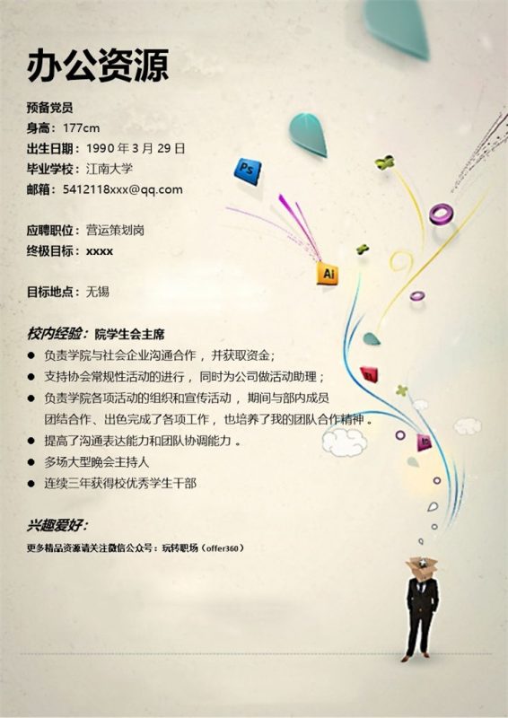 运营策划岗位求职应届生简历word模板-办公资源网