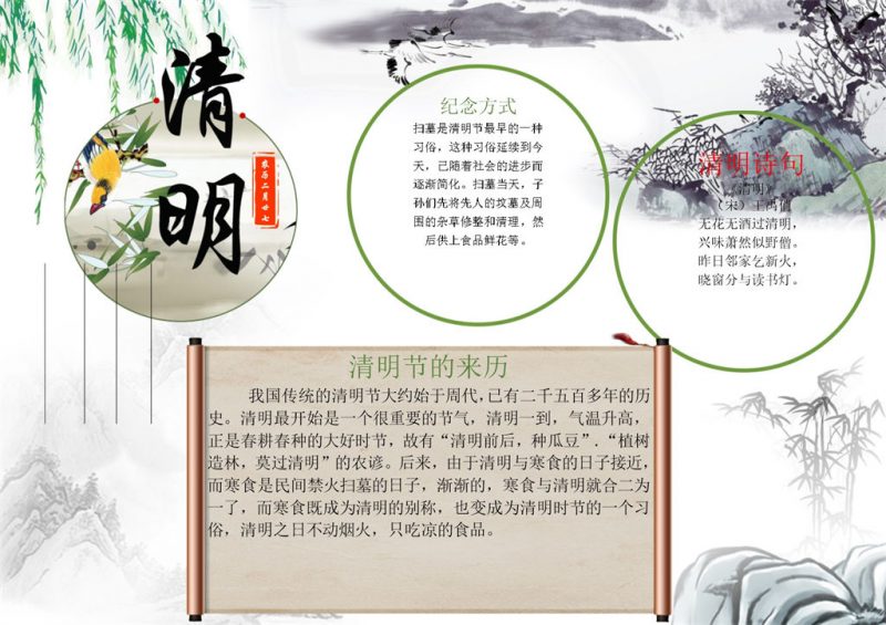 清明时节雨纷纷手抄报Word模板-办公资源网