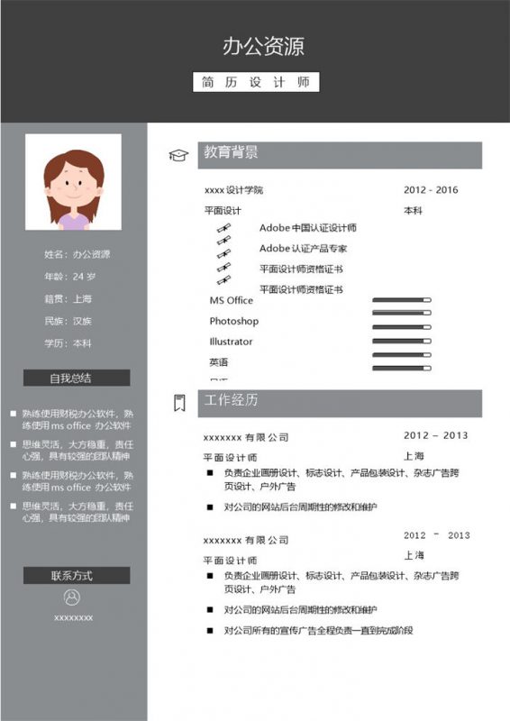 简约风格求职简历Word模板-办公资源网