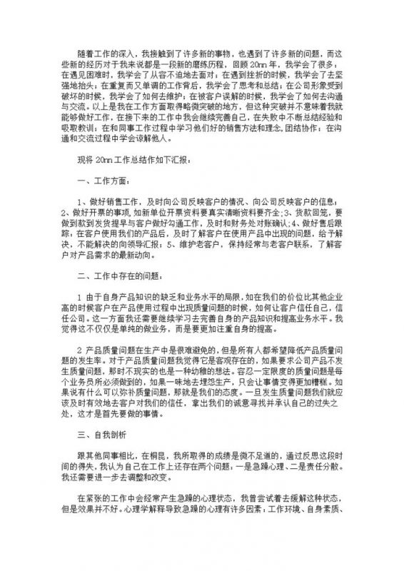 销售工作年度总结报告word模板-办公资源网