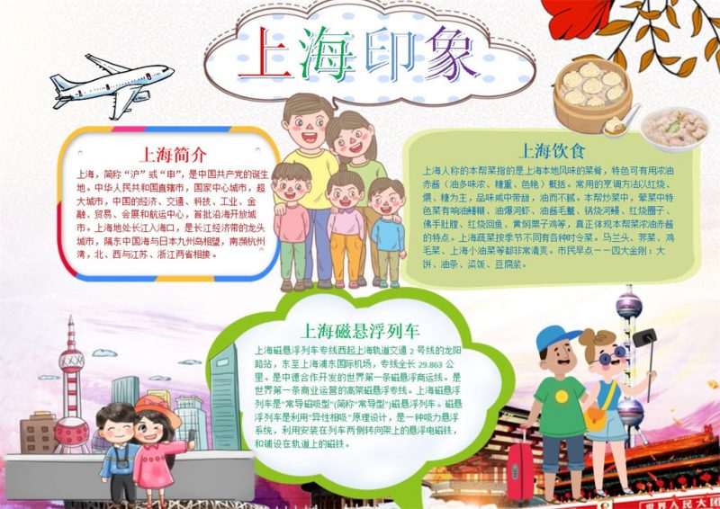上海印象上海饮食介绍手抄报Word模板-办公资源网