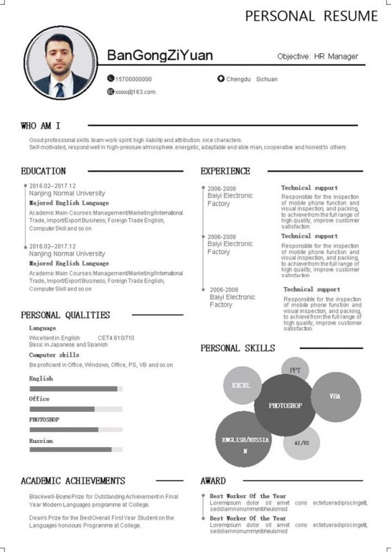 英文版人力资源经理人事经理个人求职简历Word模板-办公资源网