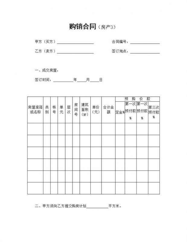 房屋购销合同房地产买卖合同范本Word模板-办公资源网
