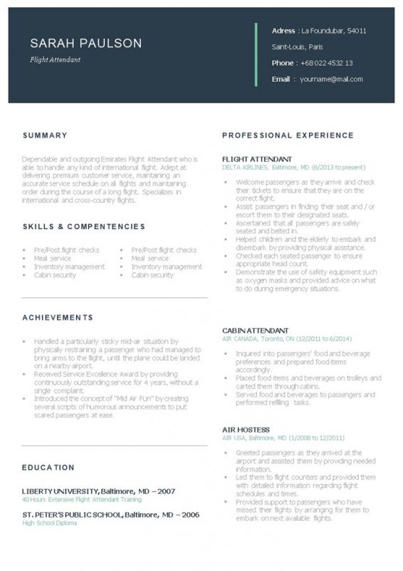 极简风国际航空公司通用空中乘务员个人简历自荐信Word模板-办公资源网