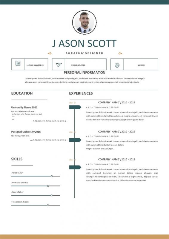 简洁通用图形设计师个人英文简历Word模板-办公资源网