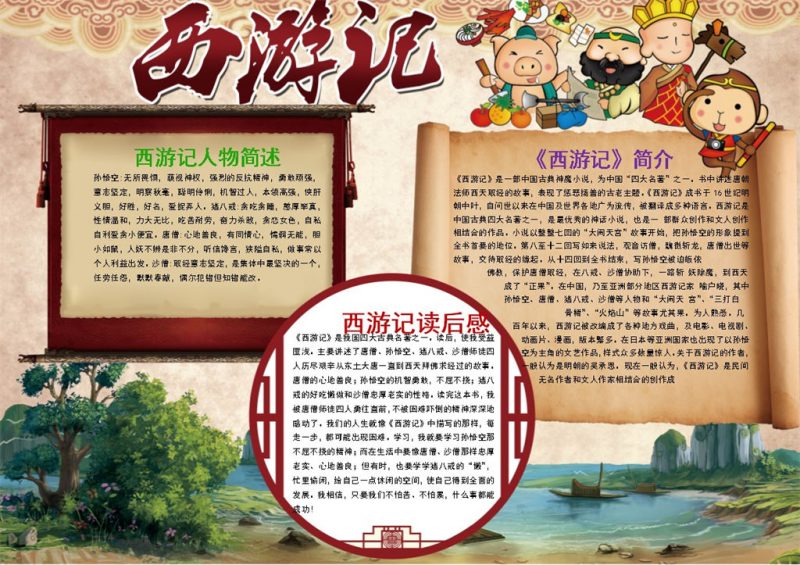 西游记读后感手抄报Word模板-办公资源网