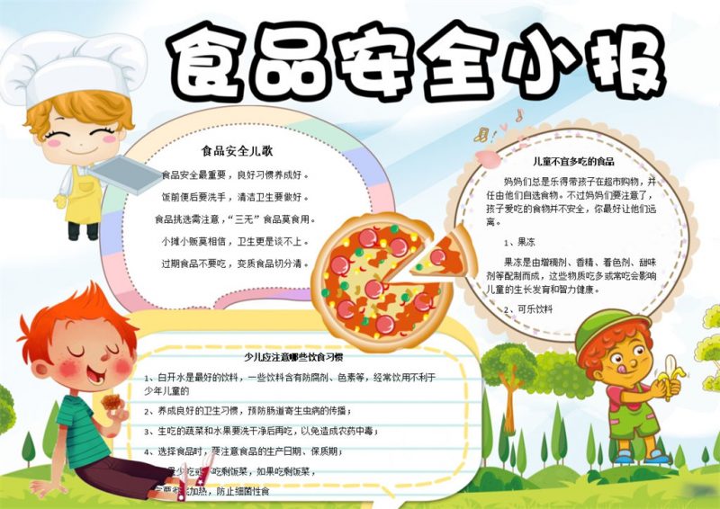 小学生食品安全小报宣传手抄报Word模板-办公资源网