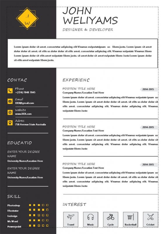 简约欧美风通用型英文简历求职简历Word模板-办公资源网