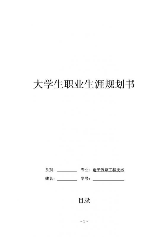 电子信息工程技术专业大学生职业规划书Word模板-办公资源网