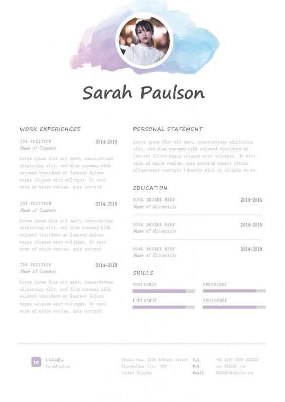 白色唯美风格设计师求职英文简历Word模板-办公资源网