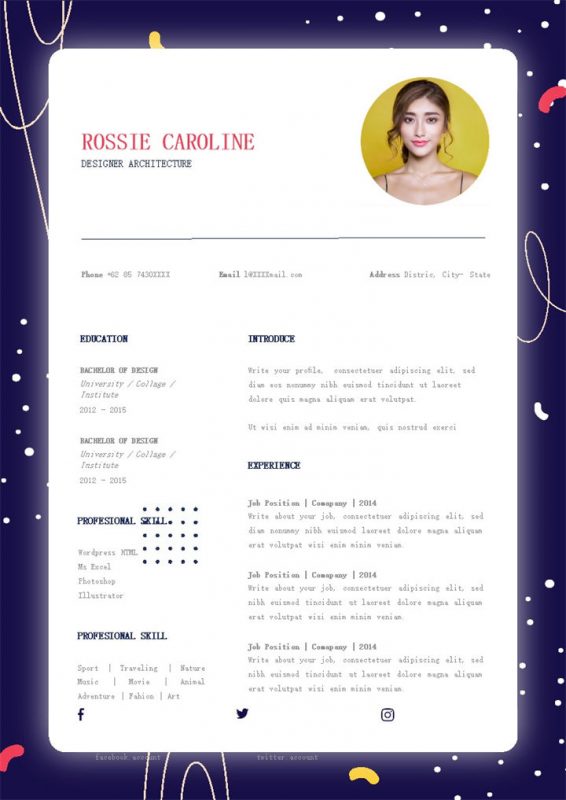 紫色创意商务风格个人应聘英文简历Word模板-办公资源网