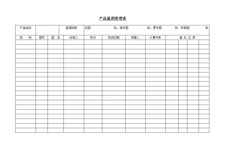 产品设计蓝图管理记录表格Word模板-办公资源网