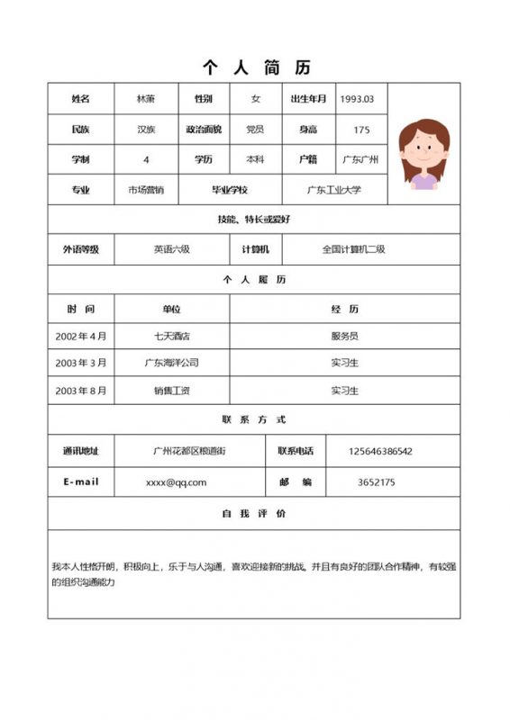 表格式电话销售自我简介求职简历Word模板-办公资源网